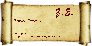 Zana Ervin névjegykártya